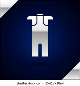 Silver Wetsuit for scuba diving icon isolated on dark blue background. Diving underwater equipment.  Vector Illustration