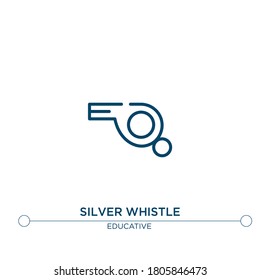 silver whistle vector line icon. Simple element illustration. silver whistle outline icon from educative concept. Can be used for web and mobile
