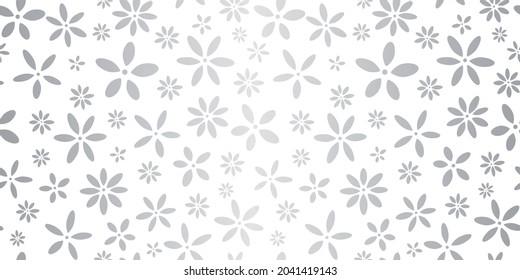 Silver and white abstract floral vector background, seamless repeat pattern wallpaper with flowers.