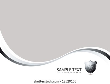 Silver and white background with copy space and a shield