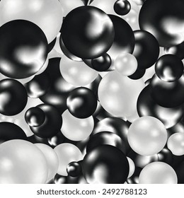 Silver and White Bunch of Birthday Balloons Flying for Party and Celebrations With Space for Message Isolated in Wall Background. 3D illustration, 3D rendering.