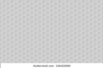 Silver and white metal honey hexagonal cells seamless texture. Mosaic or speaker fabric shape pattern. Technology concept. Honeyed comb grid texture and geometric hive hexagonal honeycombs. Vector