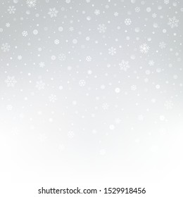 Silver and white pattern with snowflakes. Christmas vector abstract background. 