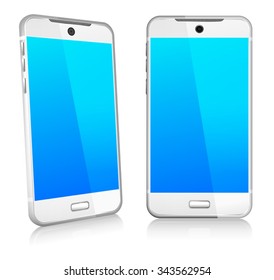 Silver White Phone Cell Smart Mobile 3D and 2D