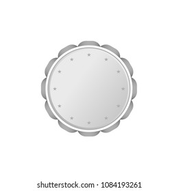 Silver white round product badge with stars