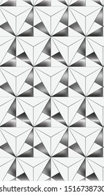 silver and white triangles in a seamless rich pattern and background. abstract luxury design with 3D effect for elegant surface designs, backgrounds, wallpapers, textile and fabric.seamless tile
