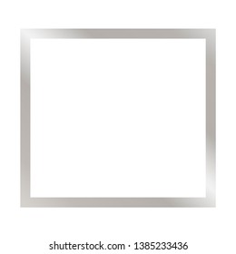 Silver wide square frame with shine on the white background. Perfect design for headline, logo and sale banner. Vector