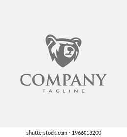 Silver Wild Bear Face Head Symbol Logo Vector 