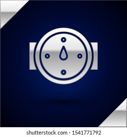 Silver Wind rose icon isolated on dark blue background. Compass icon for travel. Navigation design.  Vector Illustration