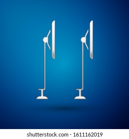 Silver Windscreen wiper icon isolated on blue background.  Vector Illustration
