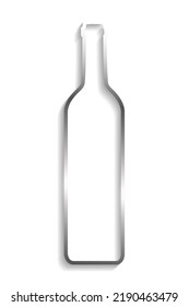 Silver wine bottle frame with shadows and highlights isolated on a white background.