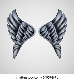 silver wings, metallic wings