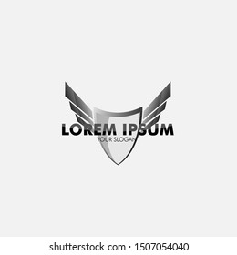 silver wings and shield logo icon for security and technology company