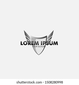 silver wings and shield logo icon for security and technology company