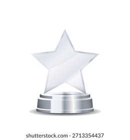 Trofeo de cristal ganador de plata con cuerpo pulido transparente, superficies reflectantes y corona de victoria grabada ideal para ceremonias de concurso, reconocimiento empresarial e ilustraciones temáticas de éxito
