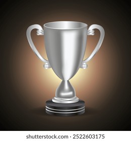 Silver Winner Tropy and cup with and without cover on gradation color background.