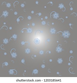 Silver winter abstract background. Christmas background with snowflakes. Vector.