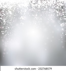 Silver winter abstract background. Christmas background with snowflakes. Vector.