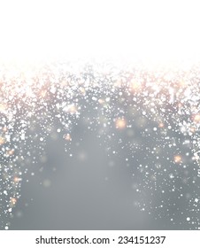 Silver winter abstract background. Christmas background with snowflakes. Vector. 