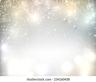 Silver winter abstract background. Christmas background with snowflakes. Vector. 