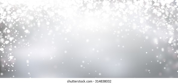 Silver winter abstract background. Christmas background with snowflakes and place for text. Vector. 