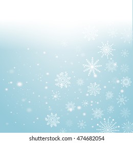 Silver winter abstract background. Christmas  with snowflakes. Vector.