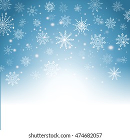 Silver winter abstract background. Christmas  with snowflakes. Vector.