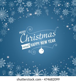 Silver winter abstract background. Christmas  with snowflakes. Vector.