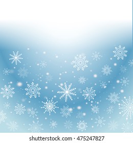 Silver winter abstract background. Christmas  with snowflakes. Vector.