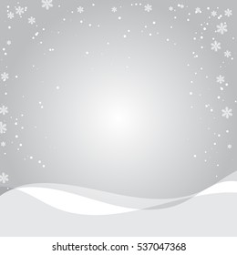 Silver winter abstract background. Christmas background with snowflakes. Vector.