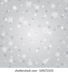 Silver winter abstract background. Christmas background with snowflakes. Vector.