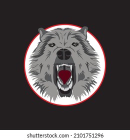 silver wolf illustration, ferocious and wild