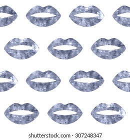 Silver woman lips seamless pattern. Mosaic faceted background vector illustration.