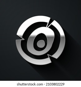 Silver Wooden logs icon isolated on black background. Stack of firewood. Long shadow style. Vector