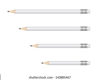 Silver Wooden pencils isolated on white background. Vector illustration.