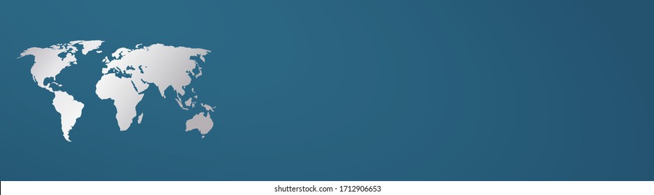 silver world map on blue gradient background