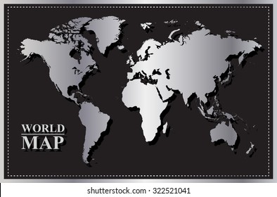 Silver world map.Vector illustration.