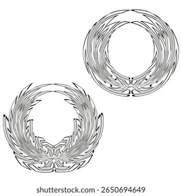 Silver wreath frames. Round laurel design. Decorative circle ornament. Vintage vector element.