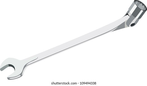 Silver wrench isolated on white
