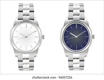 Silver wrist watch isolated on white background