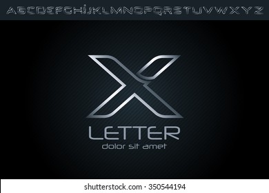 Silver X Letter Logo, alphabet logo design.