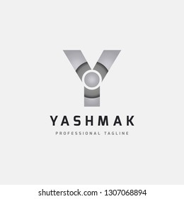 Silver Y Letter Dot Logo Design