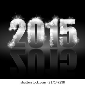 Silver year 2015 on dark background