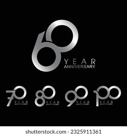 Silver Years Anniversary Vector Template Set