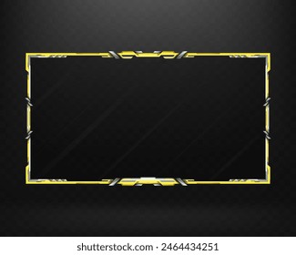 Silver and Yellow Colored Stream Overlay Webcam Screen Panel Frame for Gamers and Live Video Streamers