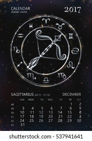 Silver Zodiac Calendar for 2017 year.12 zodiac symbols
