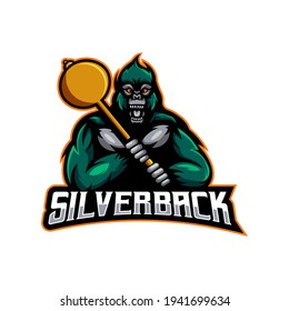 Silverback gaming mascot logo illustration	