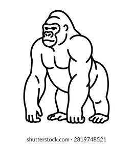 Silverback gorilla simple line art icon vector with animal kingdom gorilla face primate study