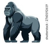 Silverback gorilla vector illustration cartoon clipart character animal in flat style wild animals wild creatures wildlife concept gorilla design