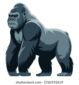 Silverback gorilla vector illustration cartoon clipart character animal in flat style wild animals wild creatures wildlife concept gorilla design